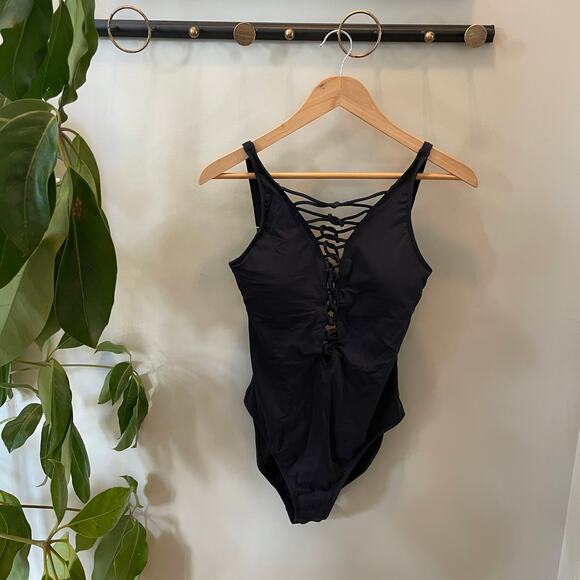 Bleu Rod Beattie Black One-Piece Swimsuit | Lace-Up Front & Back, Size 6, EUC - Picture 4 of 4